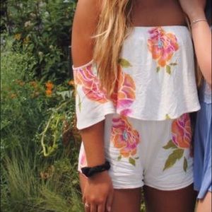 Floral and White Romper